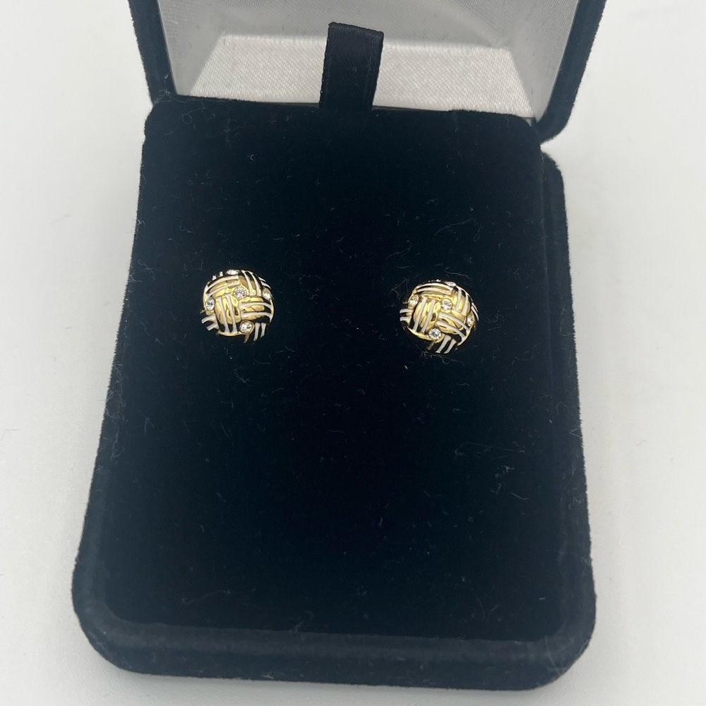 Elegant Two-Tone Gold Knot Stud Earrings